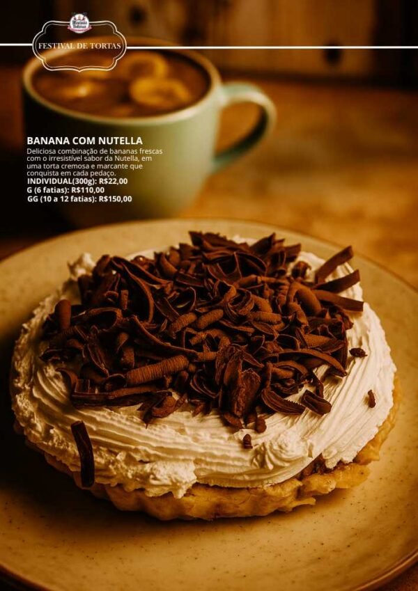 Torta de Banana com Nutella das Meninas Boleiras em Campinas